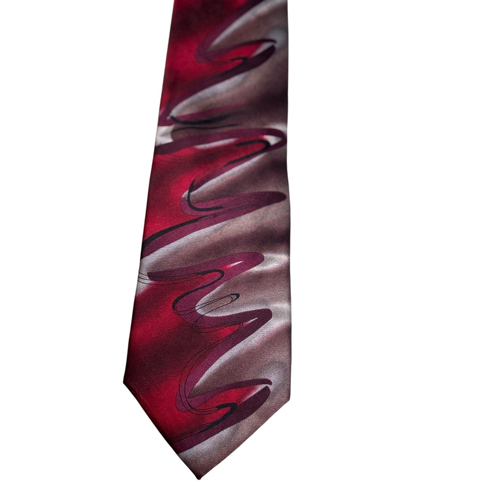 J. Garcia Silk Necktie Floating Planes Collection Fifty-Two Red Gray vintage EUC